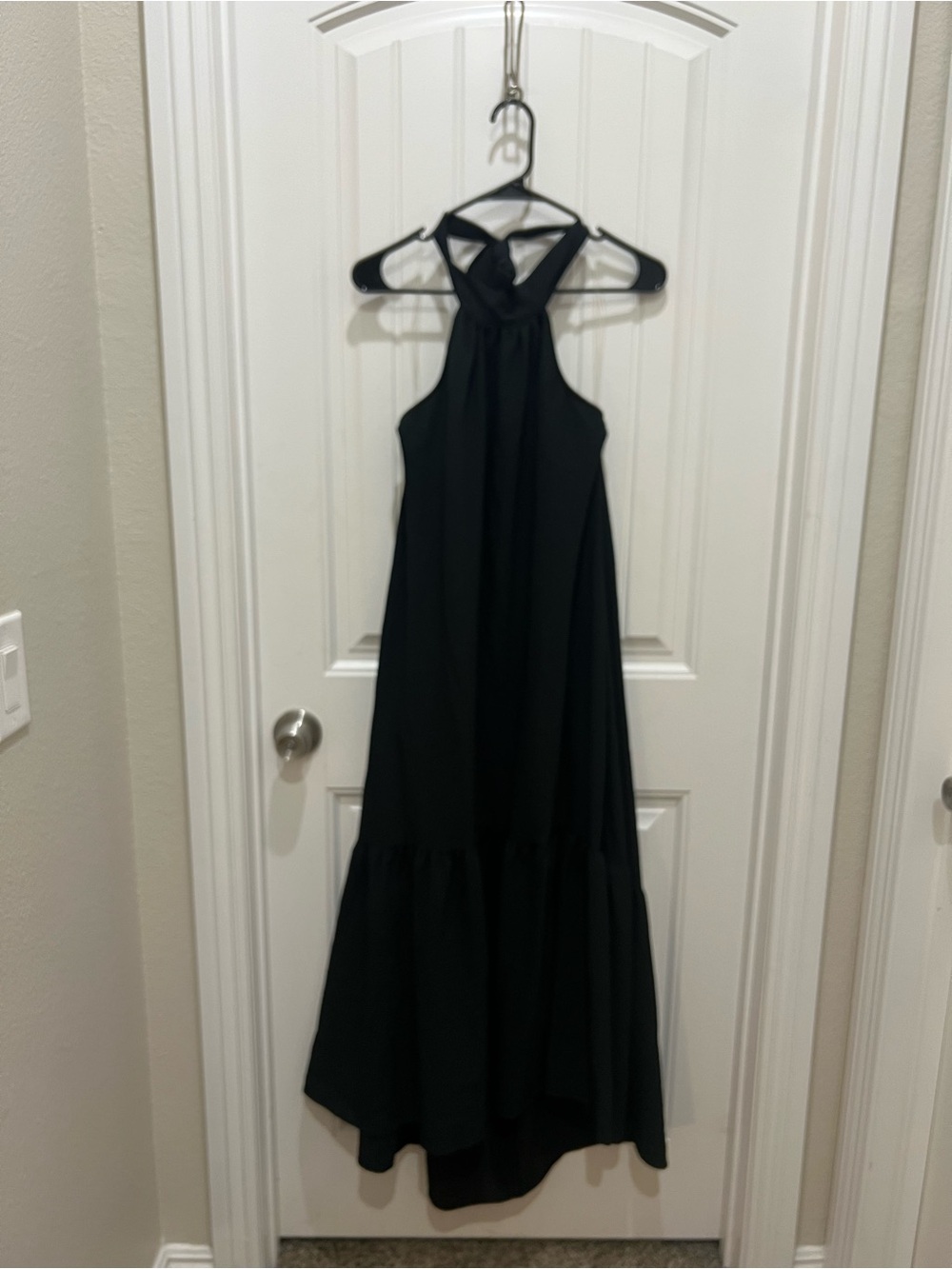 a new day Black Halter Maxi Dress with Ruffled Hem